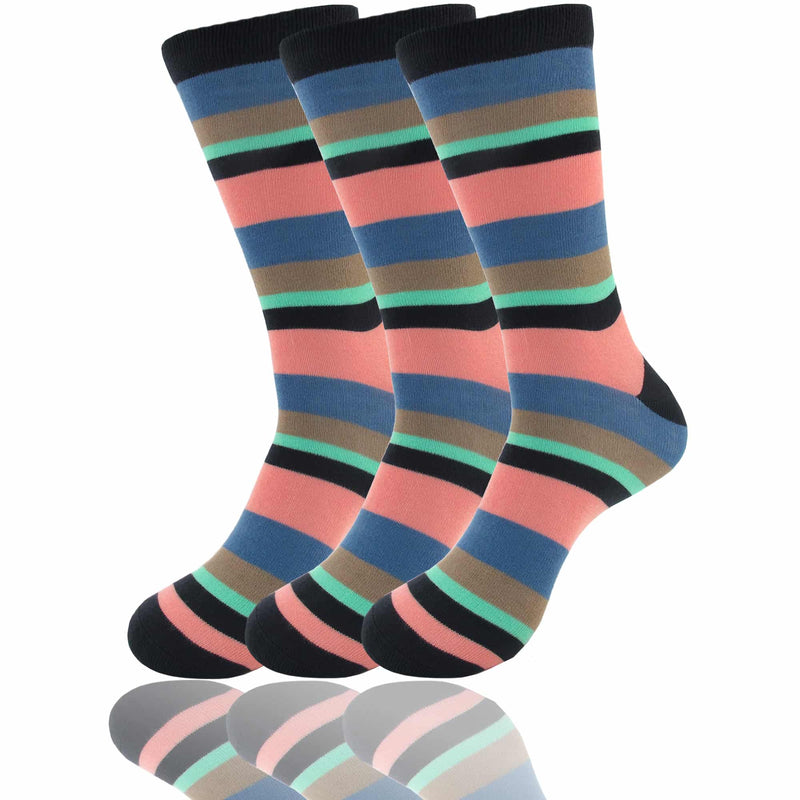 Men's Rayon from Bamboo Fiber Stripe Socks - 3 Pair