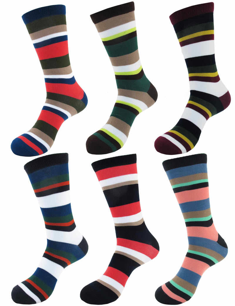 men's bamboo striped crew socks 6 pairs