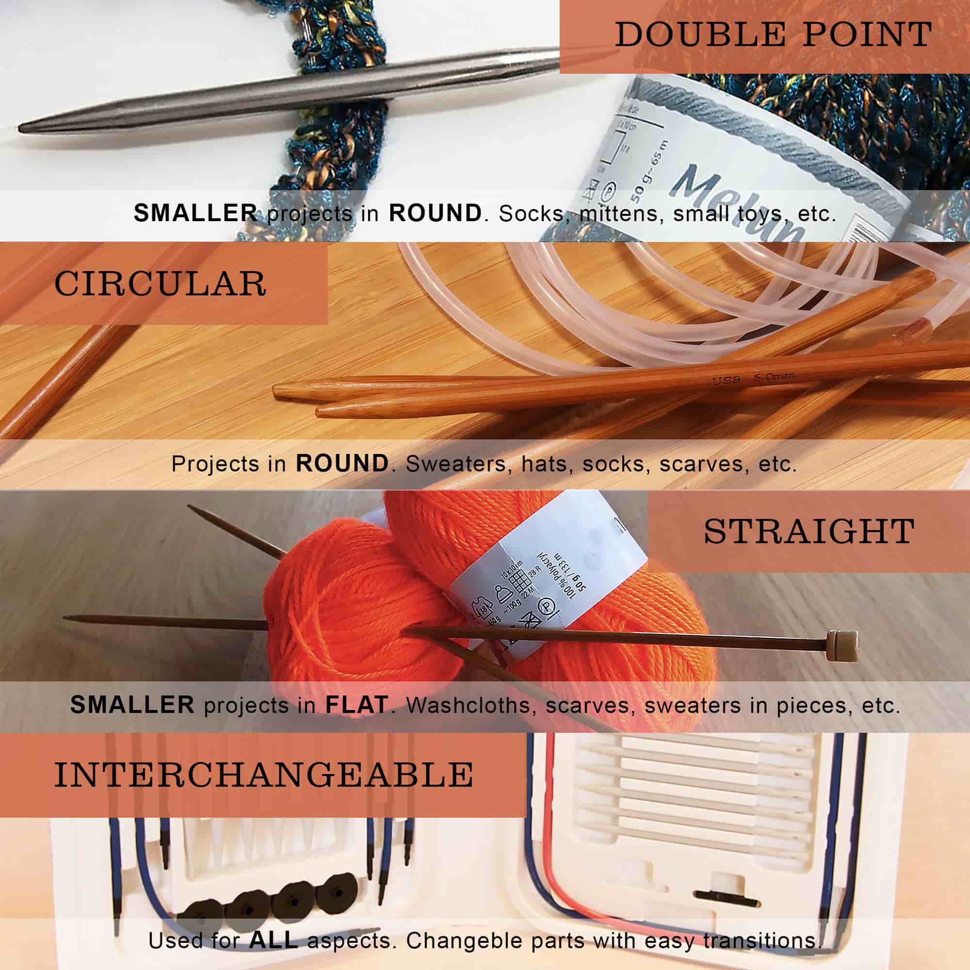 types of knitting needles