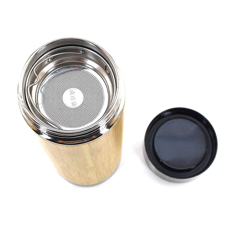 opened bamboo tea thermos