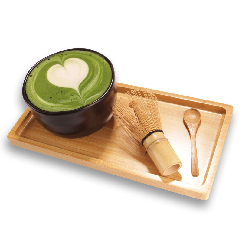 bamboo tea serving tray lifestyle image matcha green tea