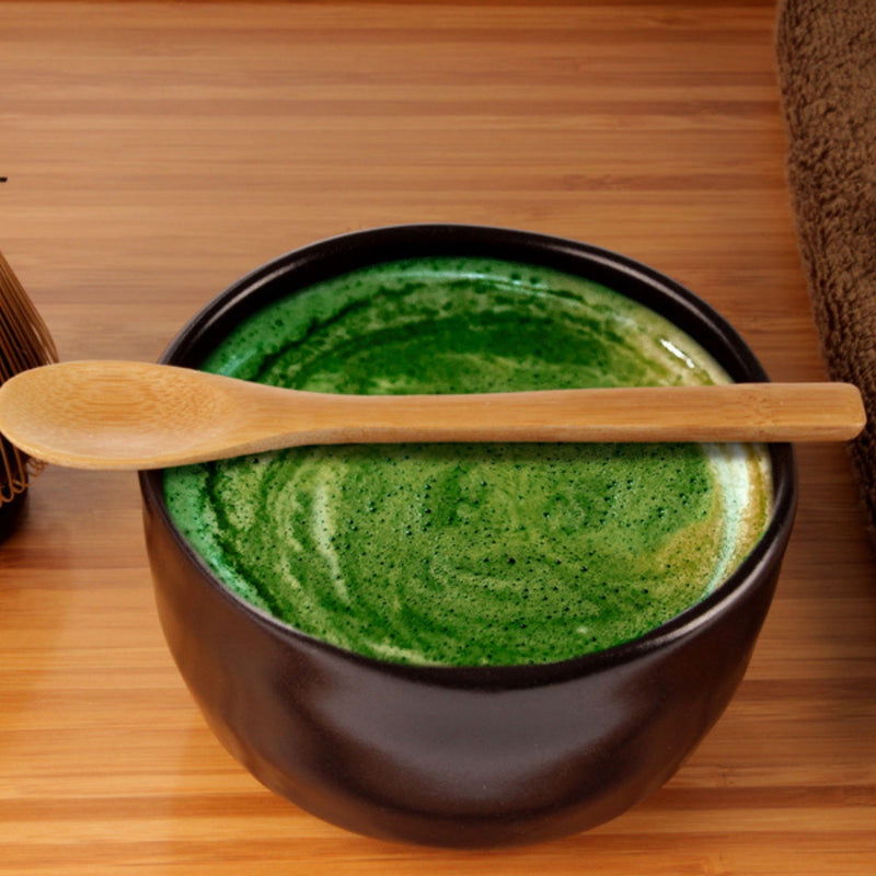 premium quality bamboo teaspoons lifestyle image matcha green tea
