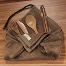bamboo travel utensils wash cloth set brown coffee