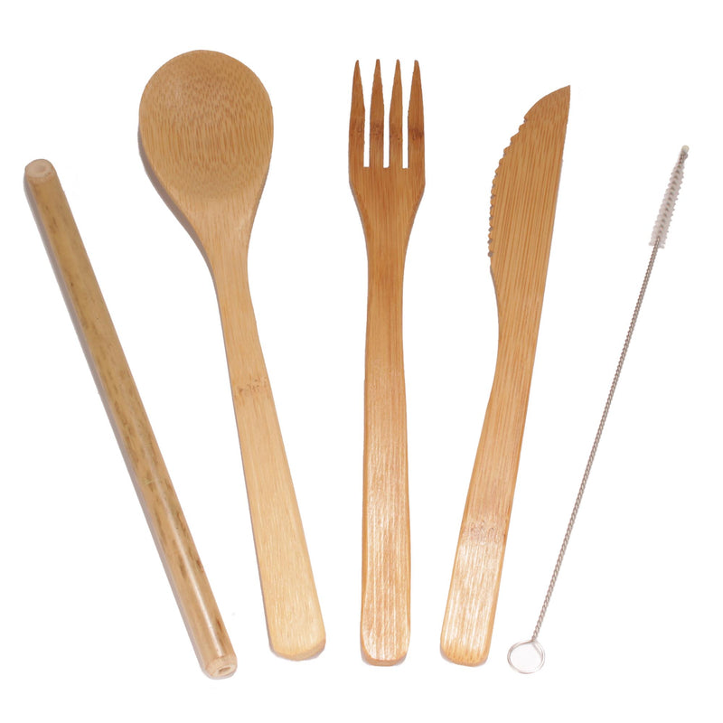 bamboo utensils kit with straw and cleaner