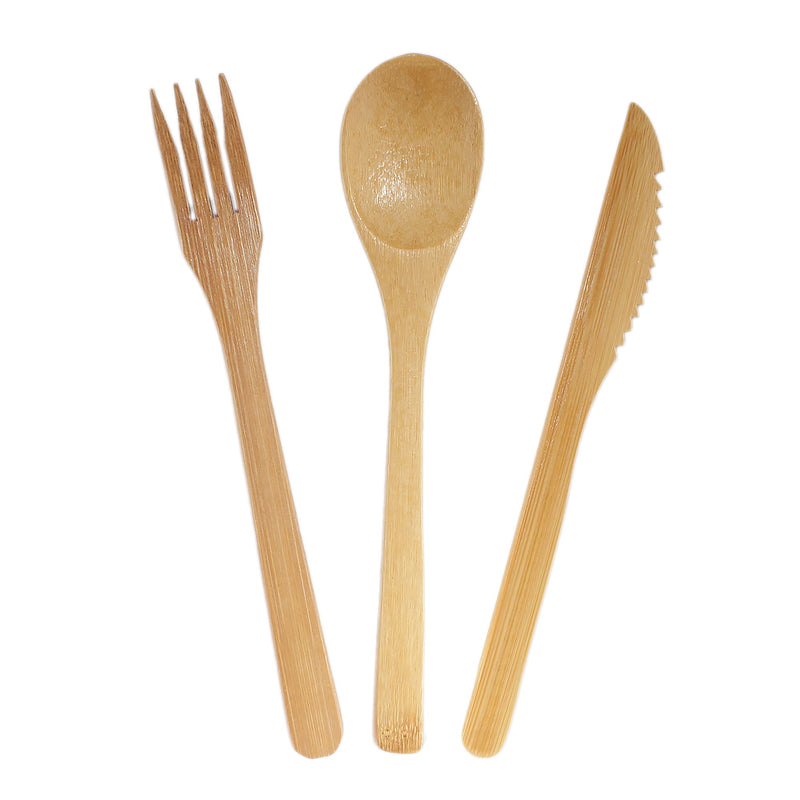 bamboo utensil set fork knife spoon