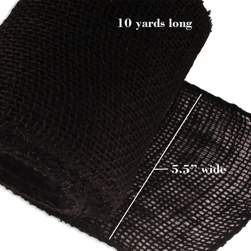5.5" Inch wide Burlap Fabric Craft Ribbon Roll- 10 Yards - Hemp Jute - 12 Color Options dimensions