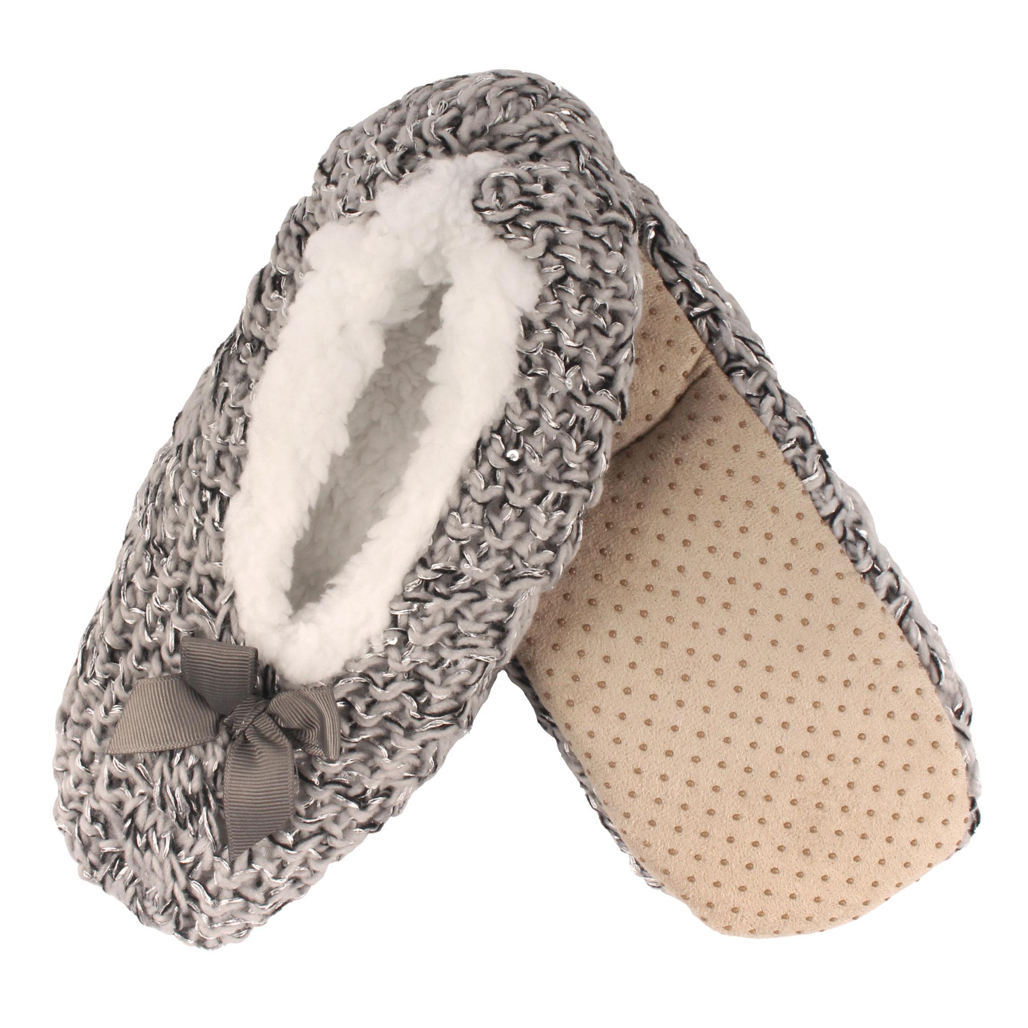 Women's Sequin Non-Slip Lined Furry Slippers: 1 Pair