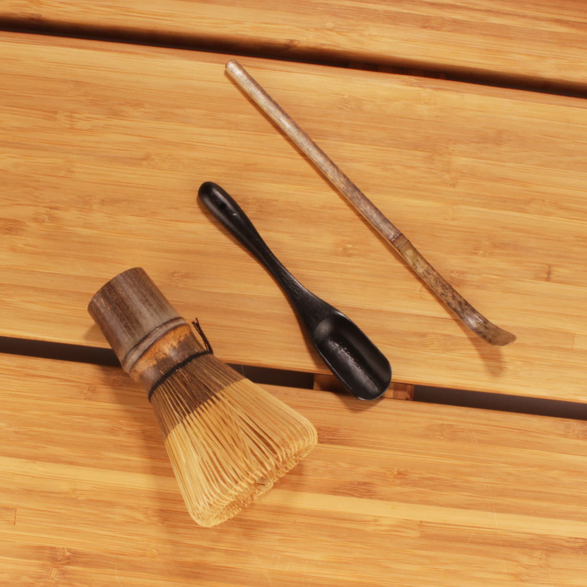 Matcha Whisk Set Black Chasen, Chashaku, Deep Scoop
