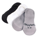 women's black, white and gray no show non slip bamboo socks