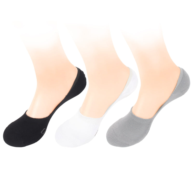 women's black, white and gray no show non slip bamboo socks