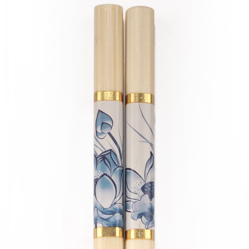 blue floral print bamboo chopsticks zoom