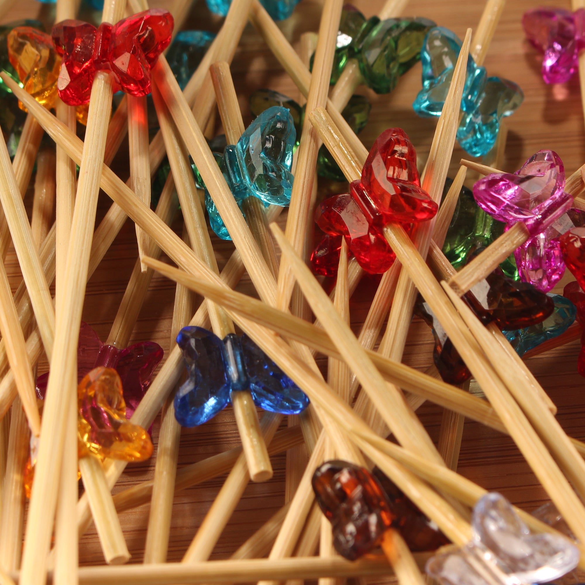 acrylic butterfly theme picks skewers assorted colors