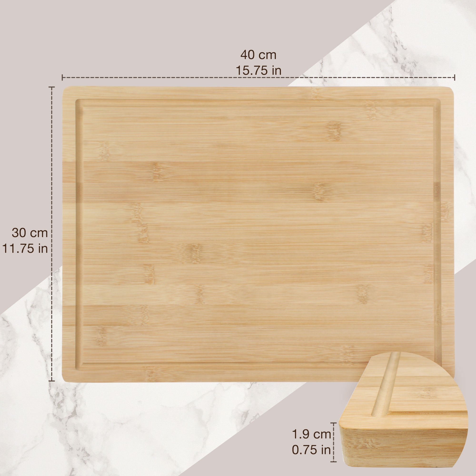 Grooved Bamboo Cutting Board 15.75" x 11.75" x 0.75"