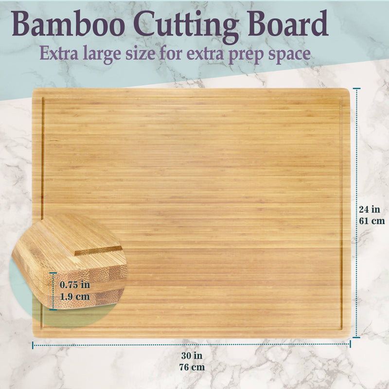Bamboo Cutting Board Extra Large - Flat/Grooved - 2 Sizes