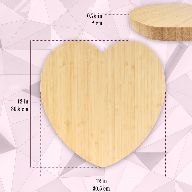 Heart shaped bamboo cutting board sizing information