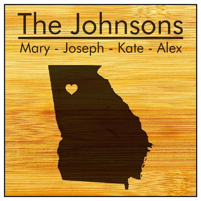 custom engraved cutting board with georgia design family names