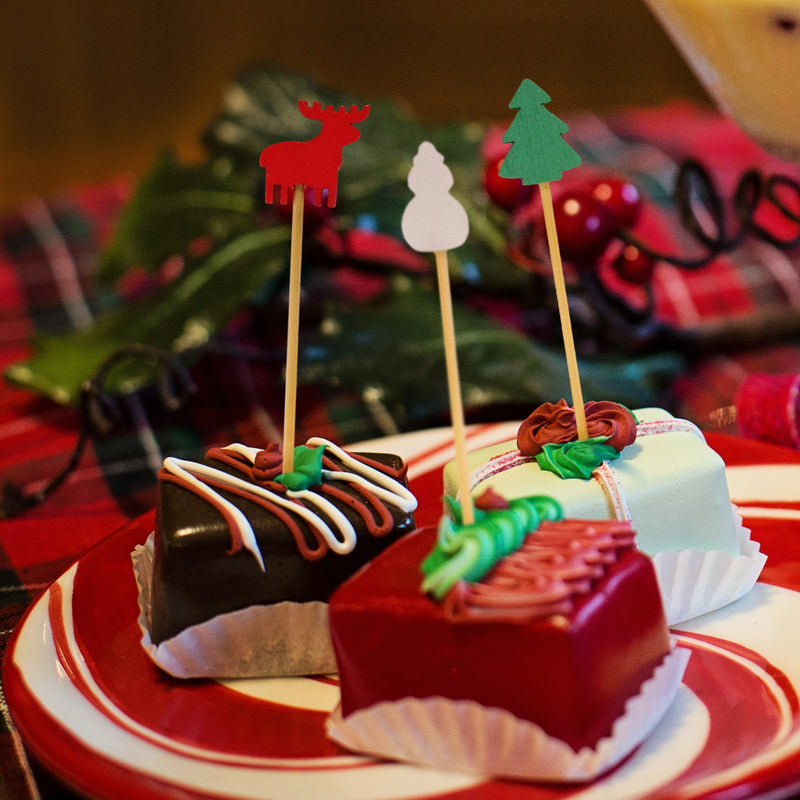 christmas picks reindeer pinetree snowman dessert
