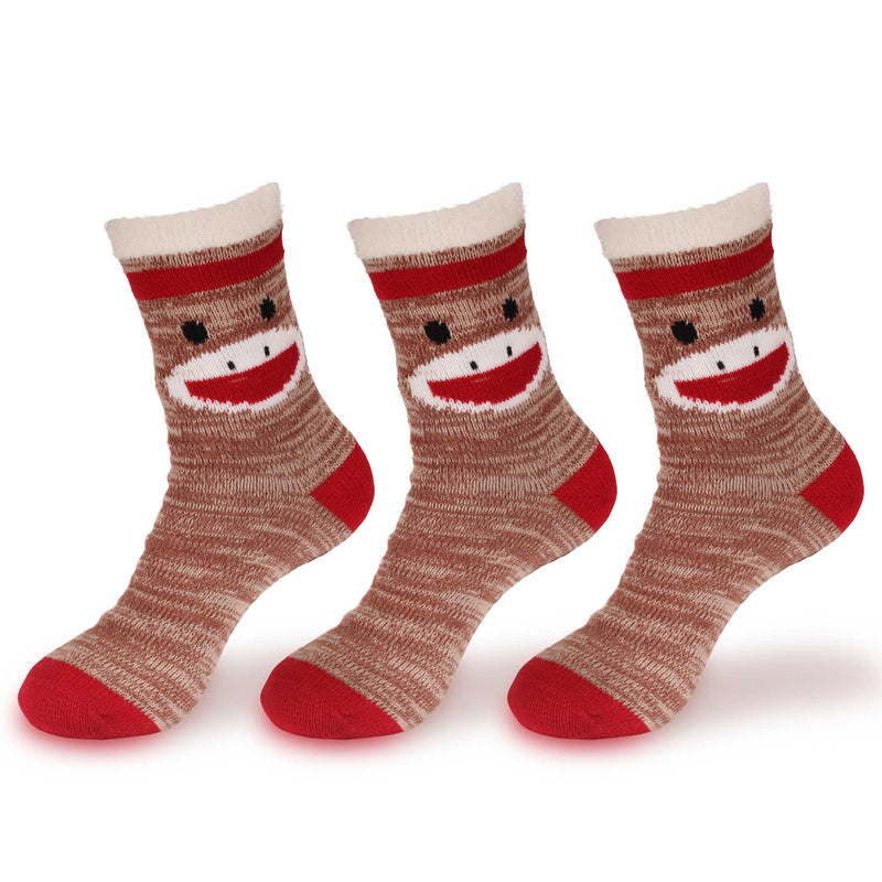 Women's Double Layer Christmas Cozy Fuzzy Cabin Animal Socks