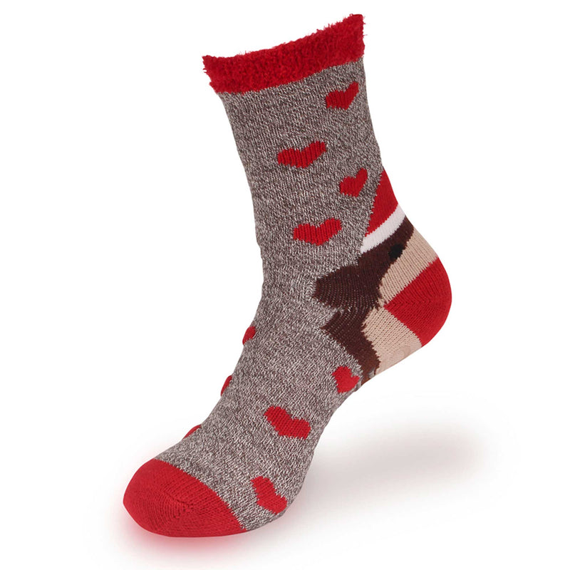 Women's Double Layer Christmas Cozy Fuzzy Cabin Animal Socks - 1 Pair