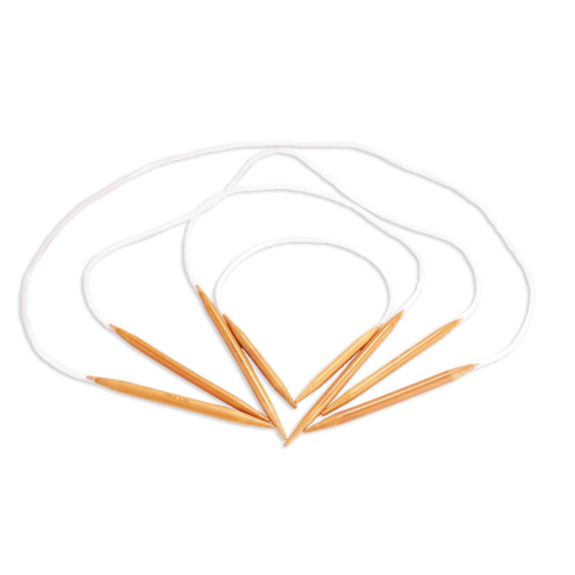 Circular Bamboo Knitting Needles Set: 4 Lengths/Size