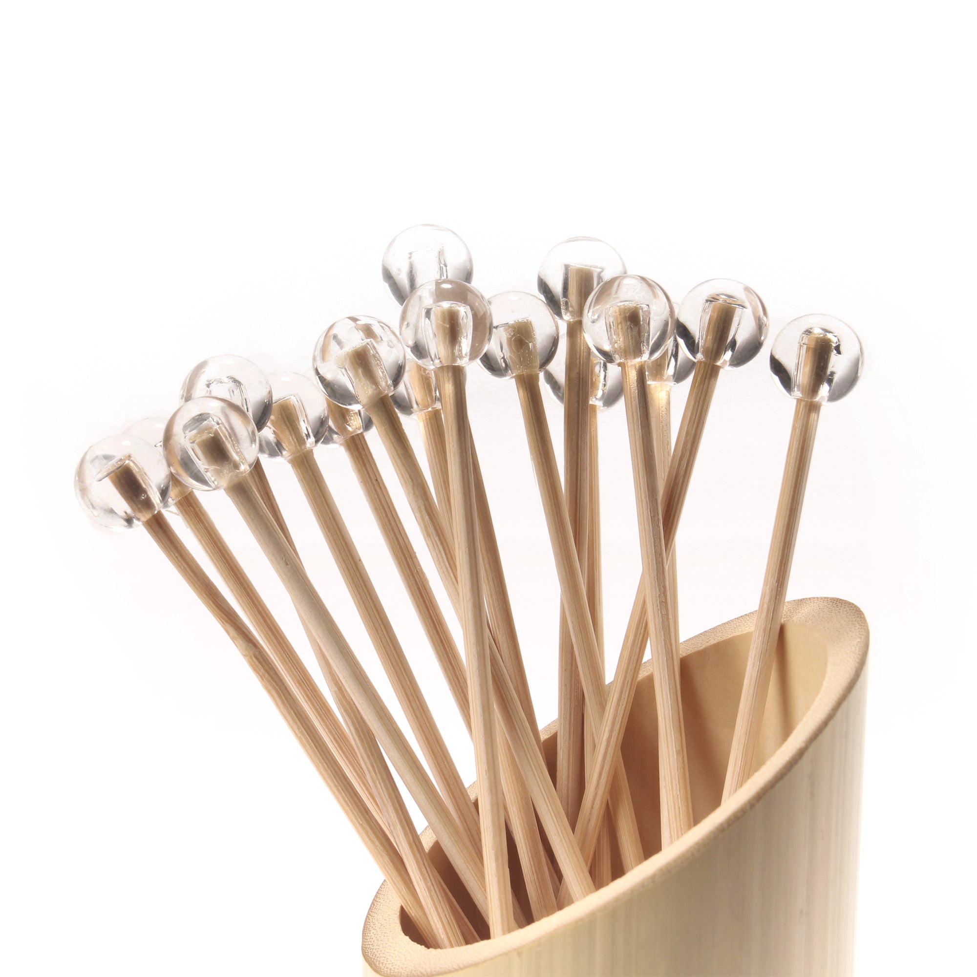 clear ball plastic picks displayed white