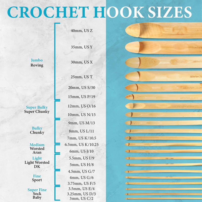 Large Crochet Hooks Bamboo Needles, Chunky Jumbo 20 25 30mm Yarn Knitting  Hook