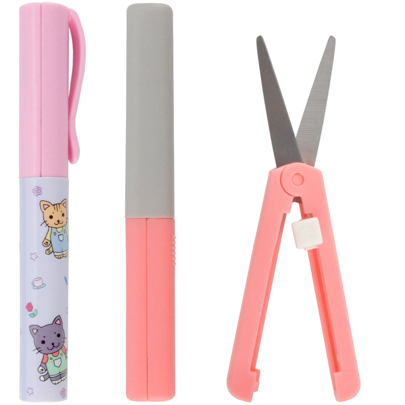 Mini Pen-Style and Push Portable Safety Scissors Set