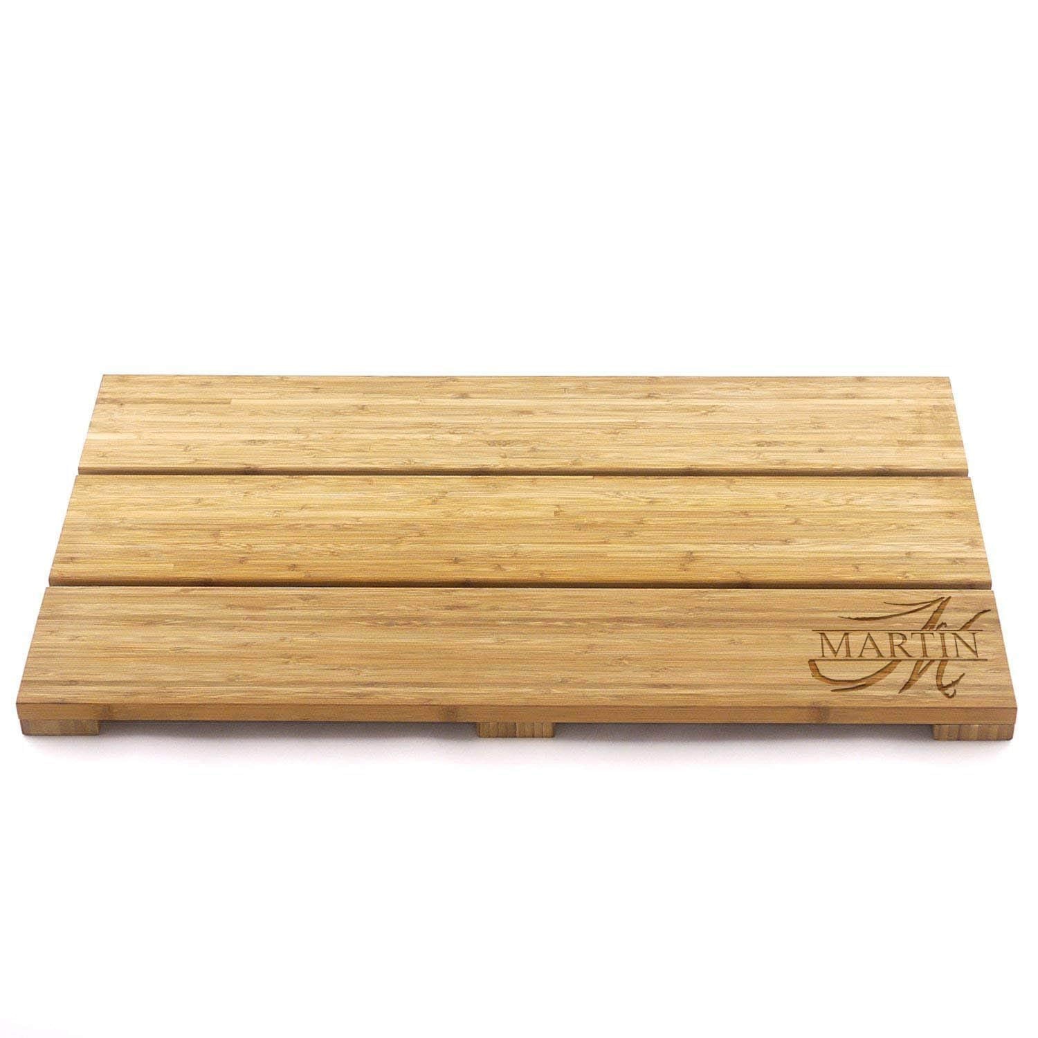 Custom Engraved Raised Bamboo Bath Mat: Brushed Style Letter and Name
