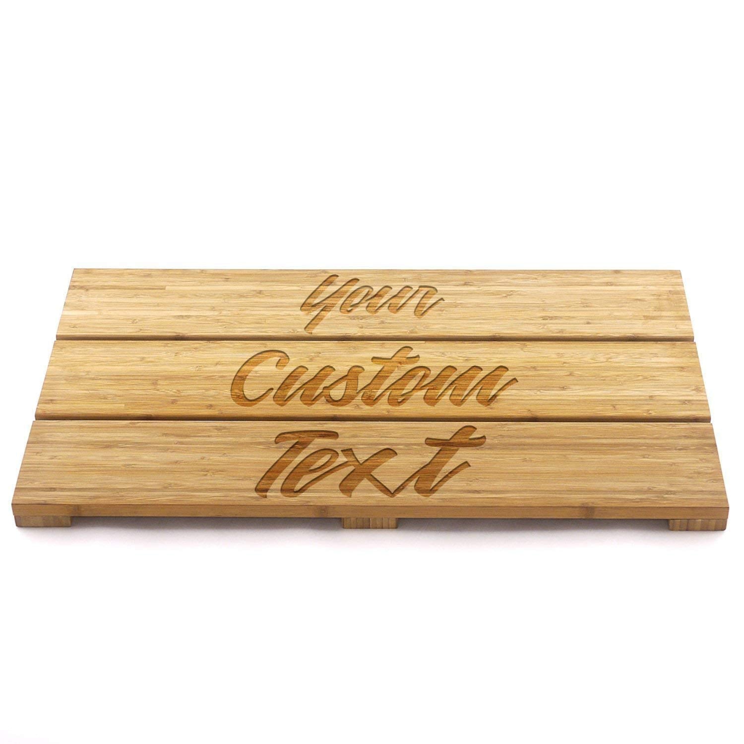 Custom Engraved Raised Bamboo Bath Mat: Your Custom Text