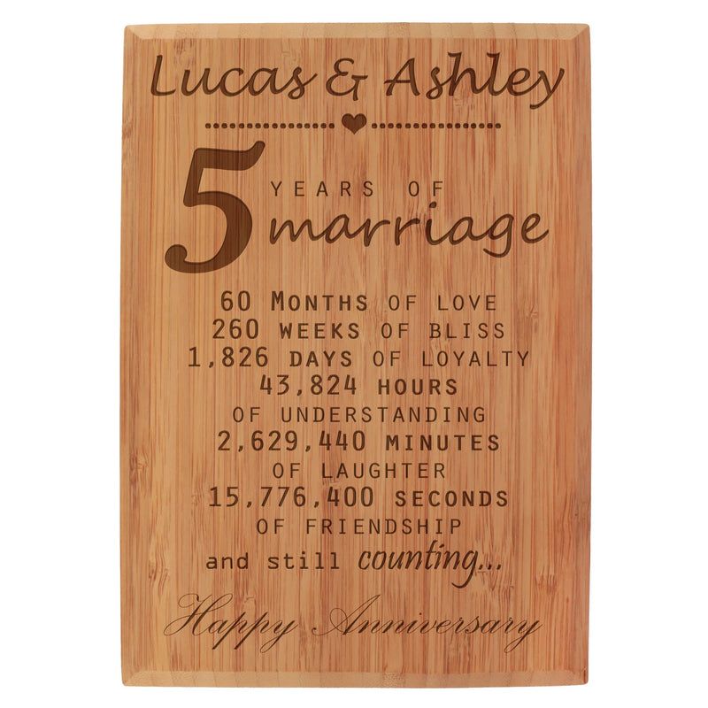 custom engraved bamboo anniversary plaque time vertical