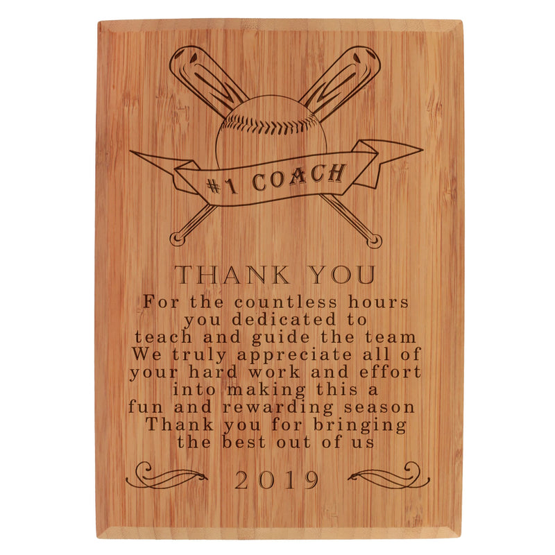 custom engraved thank you coal plaque baseball