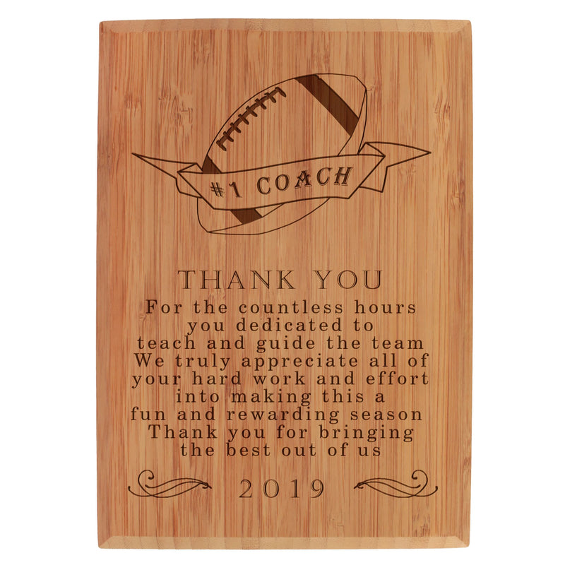 custom engraved thank you coal plaque football