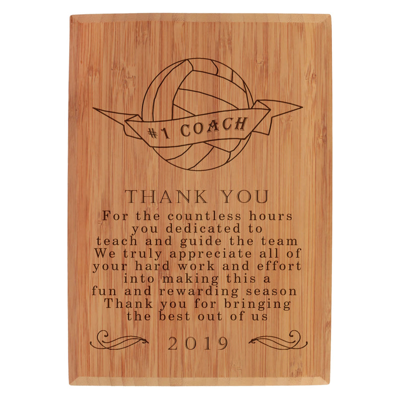 custom engraved thank you coal plaque volleyball