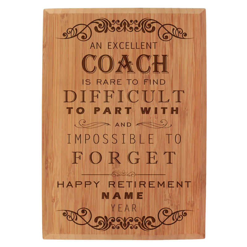 custom engraved retirement plaque for coach