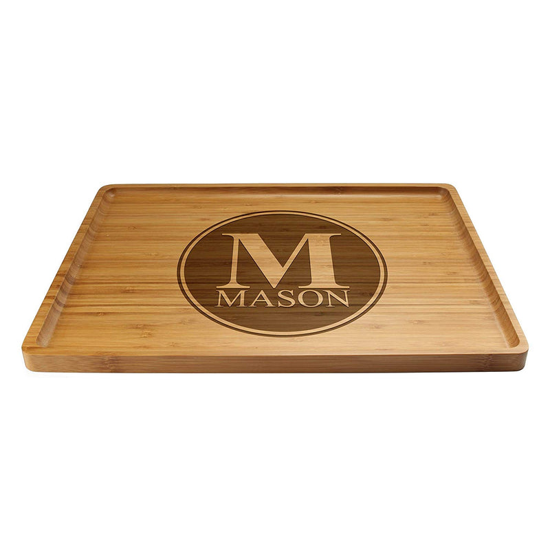 Engraved Serving Tray Family Circle Simple 17" x 13" x 0.75" Rounded Edges
