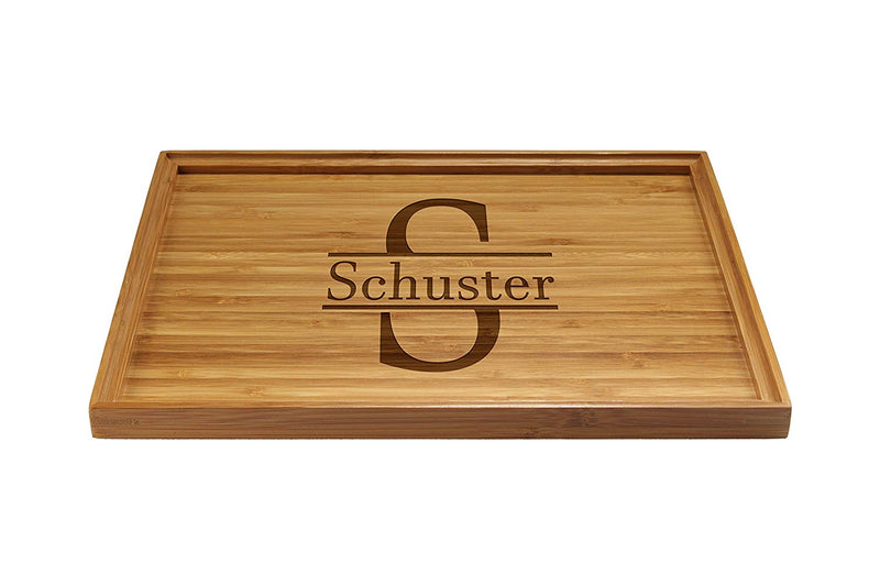 Engraved Serving Tray Family Name w/ Letter 2 11" x 8.9" x 0.6" Square Edges