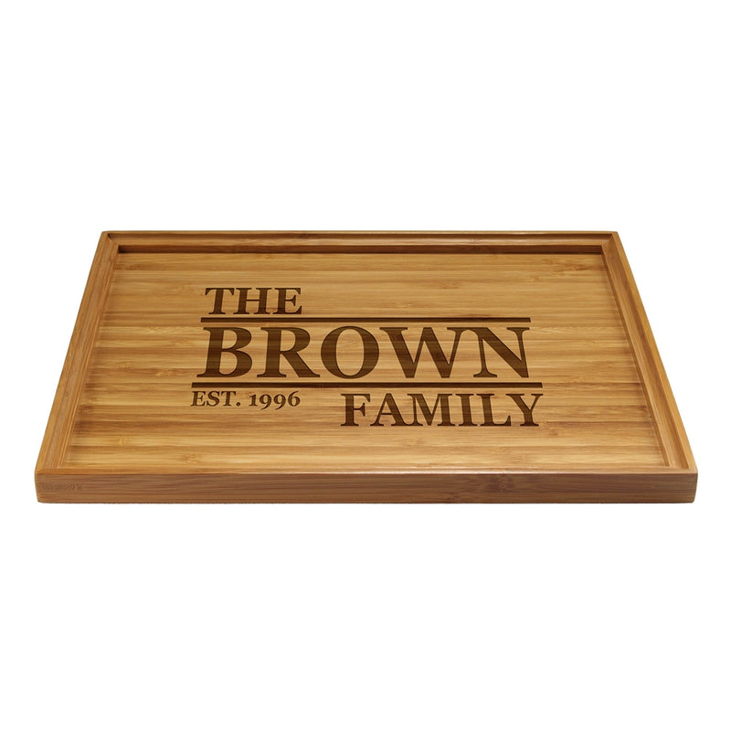 Engraved Serving Tray Family Name Simple 11" x 8.9" x 0.6" Square Edges