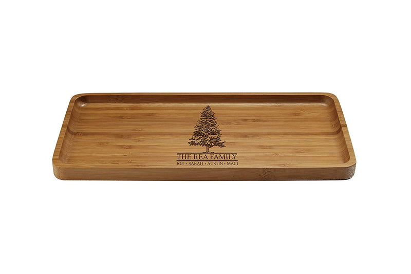 Engraved Serving Tray Family Tree 11" x 5.5" x 0.6" Rounded Edges