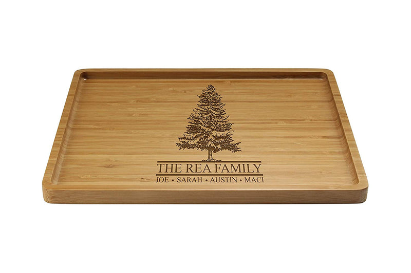 Engraved Serving Tray Family Tree 11" x 8.9" x 0.6" Rounded Edges