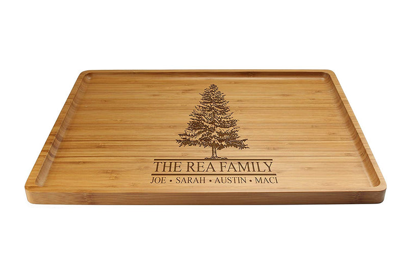 Engraved Serving Tray Family Tree 17" x 13" x 0.75" Rounded Edges