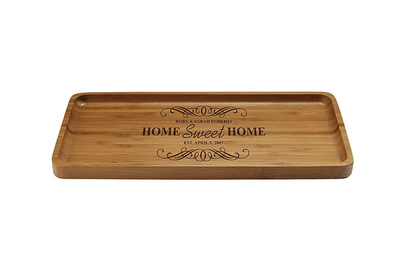 Engraved Serving Tray Home Sweet Home 11" x 5.5" x 0.6" Rounded Edges