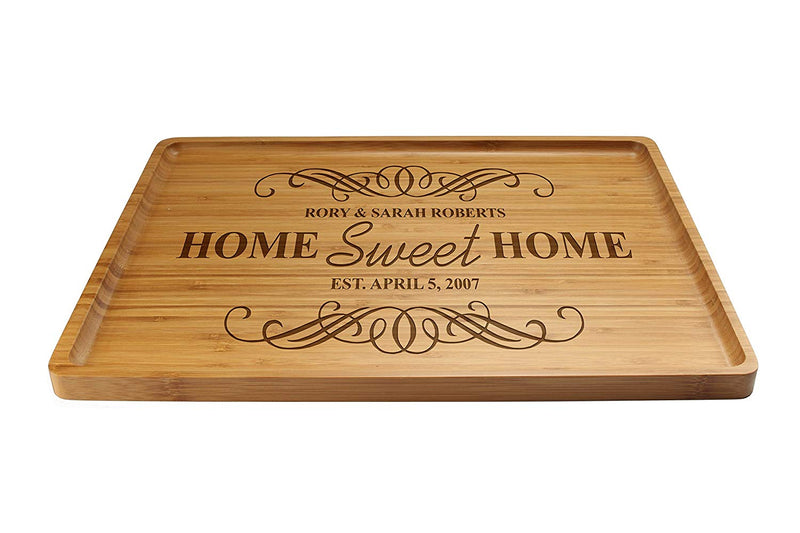 Engraved Serving Tray Home Sweet Home 17" x 13" x 0.75" Rounded Edges