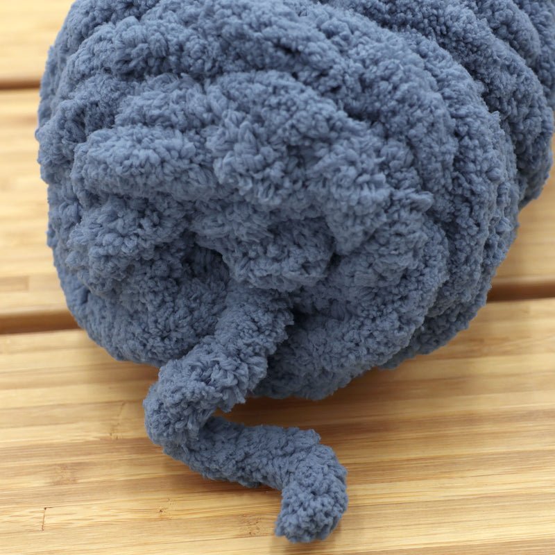 close-up of blue yarn