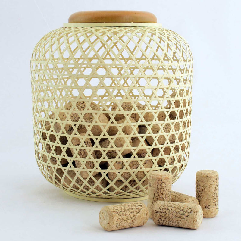 Woven Bamboo Wine Cork Collector Cage Display