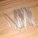 4.5" clear prism plastic skewer picks on bamboo wood