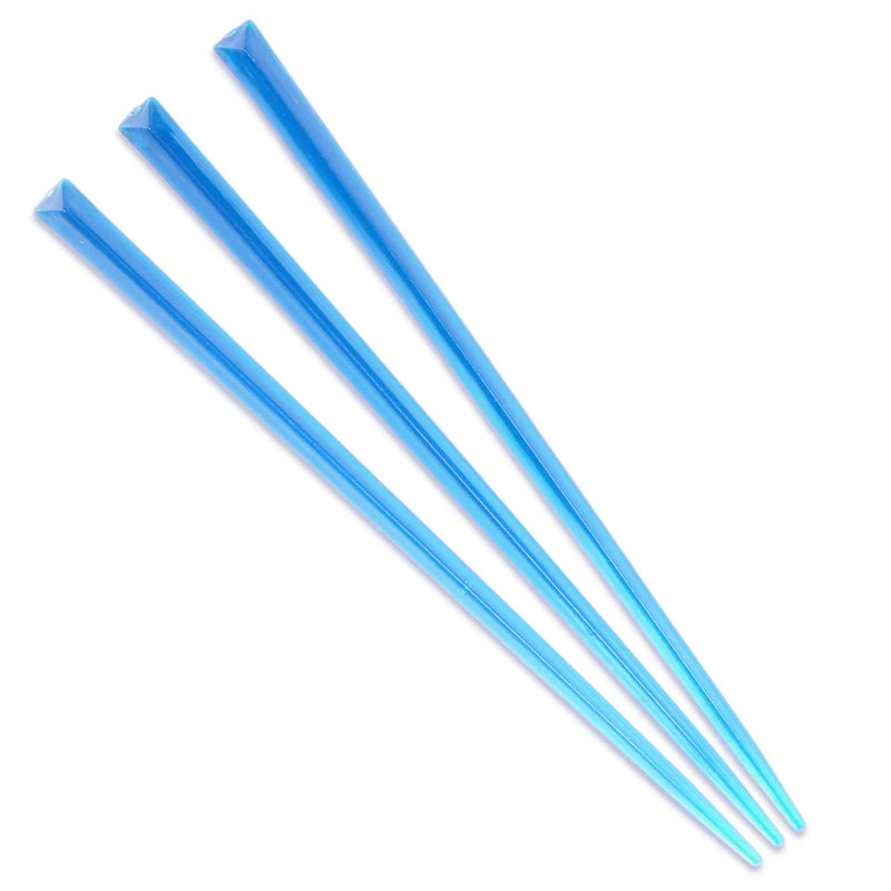 3.5" light blue prism plastic skewer picks on white