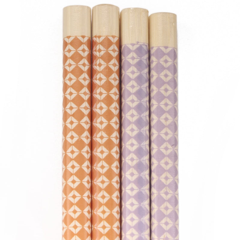orange and purple diamond checkered bamboo chopsticks zoom