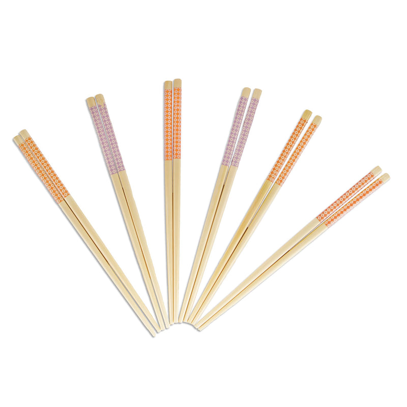 orange and purple diamond checkered bamboo chopsticks
