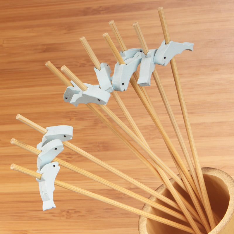 dolphin animal fish bamboo picks display