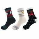 women's douple layer non-slip deer and tree sock assortments